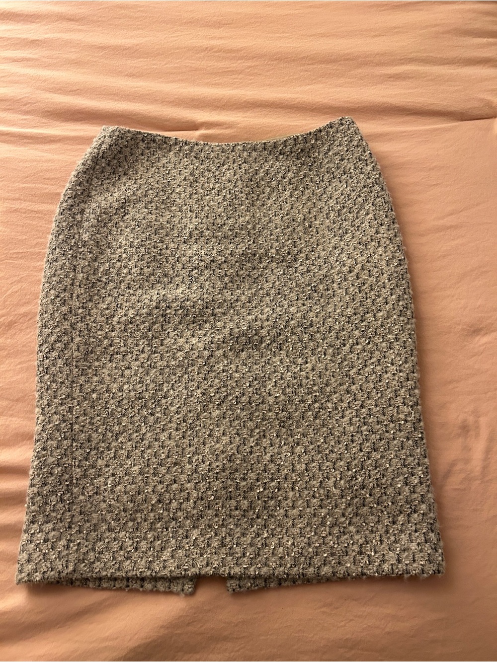 St. John Gray Textured Tweed Pencil Skirt